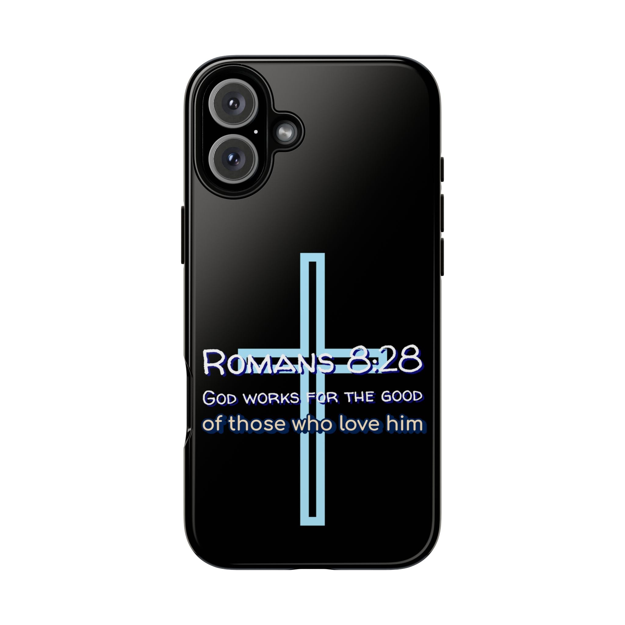 Christian Phone Case for iPhone series, Tough Phone Case, Romans 8:28 Inspirational Gift, Faith-Based Phone Cover, Religious Style, Durable Cell Case