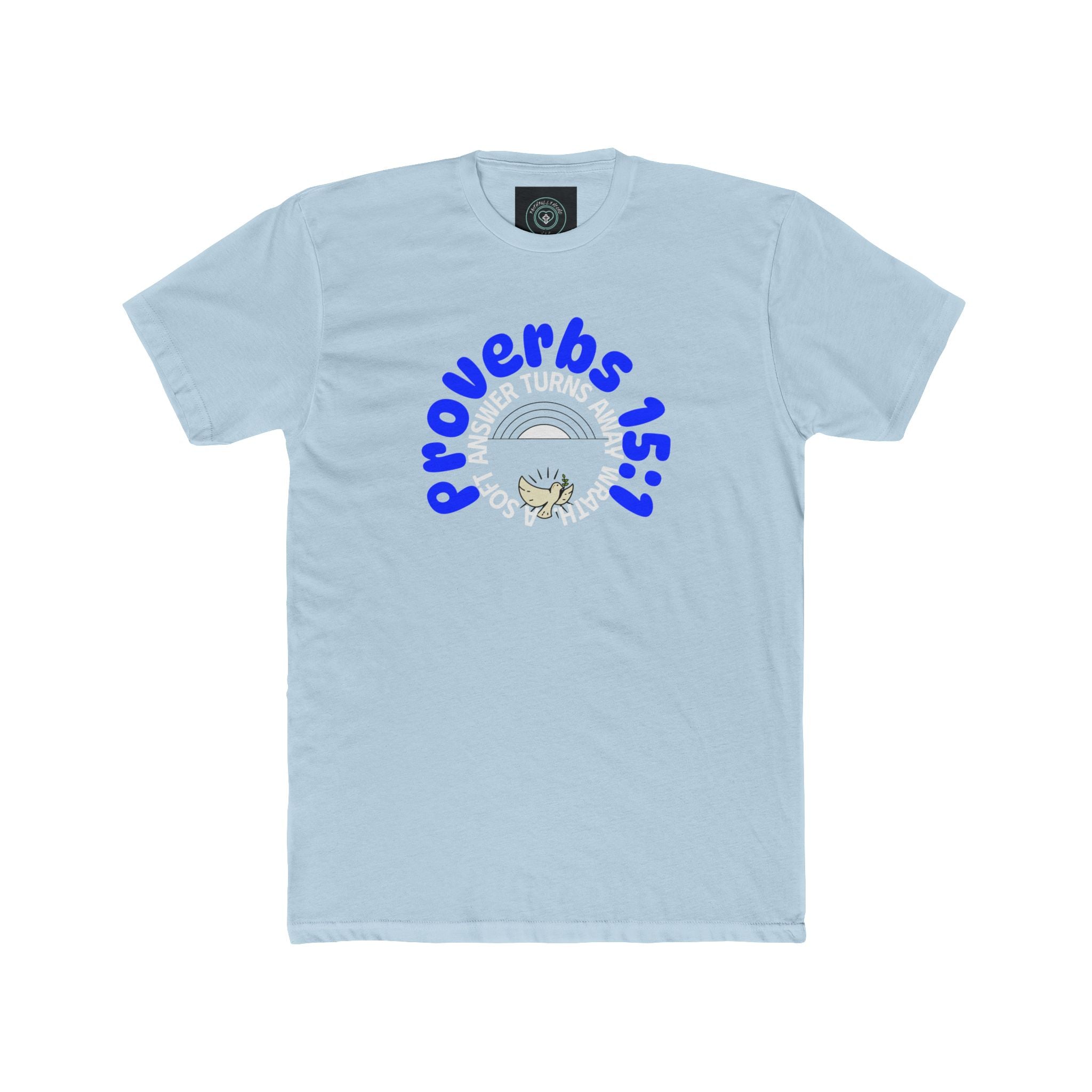 Inspirational Christian Quote Crew Tee, Proverbs 15:1 Motivational unisex T-Shirt, blue colors - Gift for Friends, Casual Wear, Bible Verse Tee, Everyday Comfort