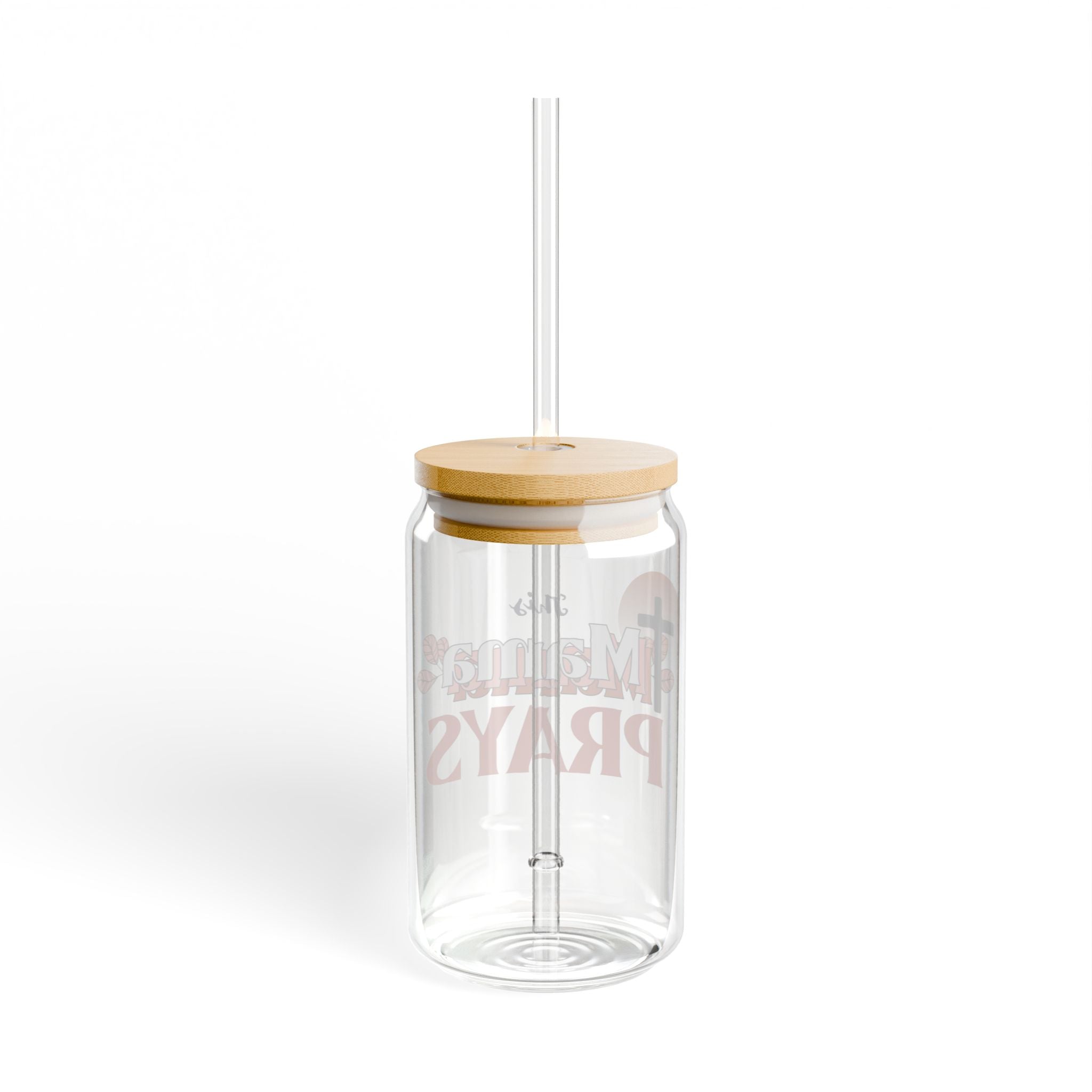 Mama Prays Sipper Glass, 16oz | Inspirational Drinkware, Faith-Based Gift, Prayer Mug, Religious Tumbler, Christian Cup