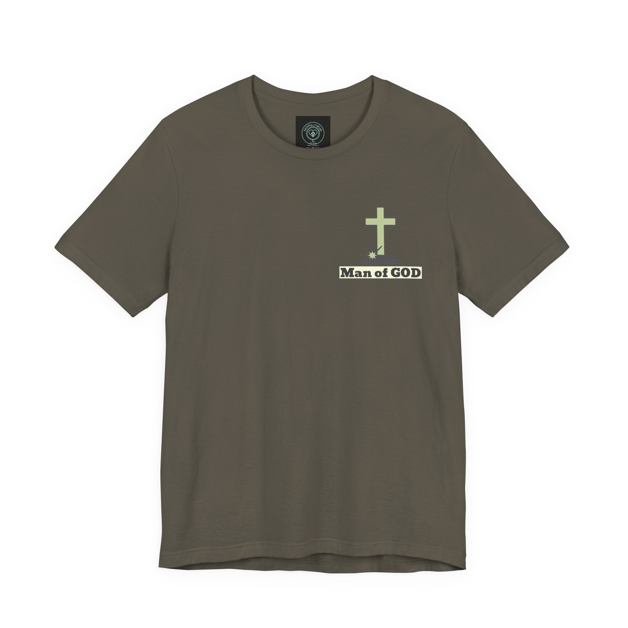 Men's Tshirt Colorful Fonts  - 1 Corinthians 16:13 Bible Verse Design. Man of God, Stand firm in the Faith