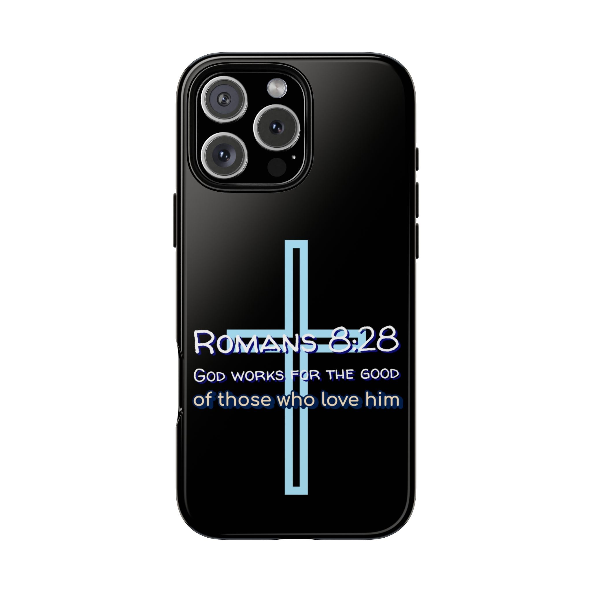 Christian Phone Case for iPhone series, Tough Phone Case, Romans 8:28 Inspirational Gift, Faith-Based Phone Cover, Religious Style, Durable Cell Case