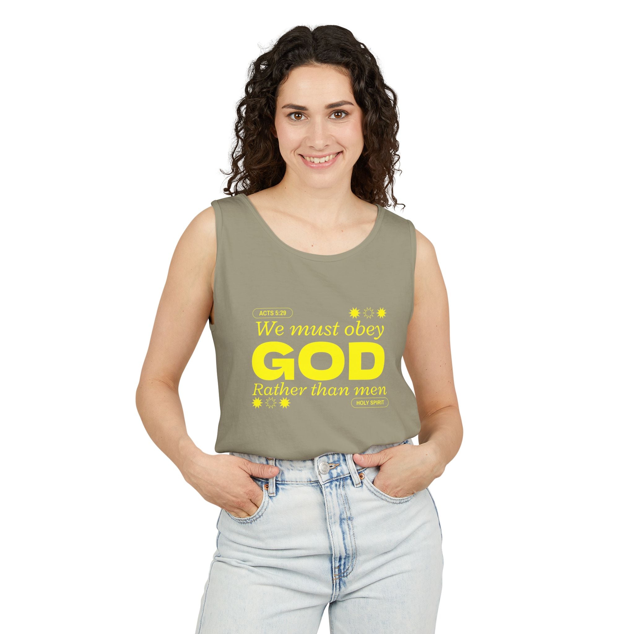 Faith-Inspired Tank Top, We must Obey God, Summer Essential, Religious Gift, Casual Wear, Christian Apparel