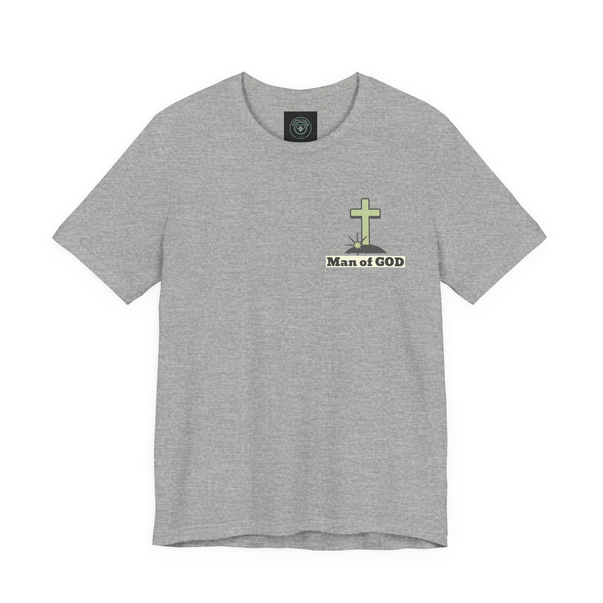 Men's Tshirt Colorful Fonts  - 1 Corinthians 16:13 Bible Verse Design. Man of God, Stand firm in the Faith
