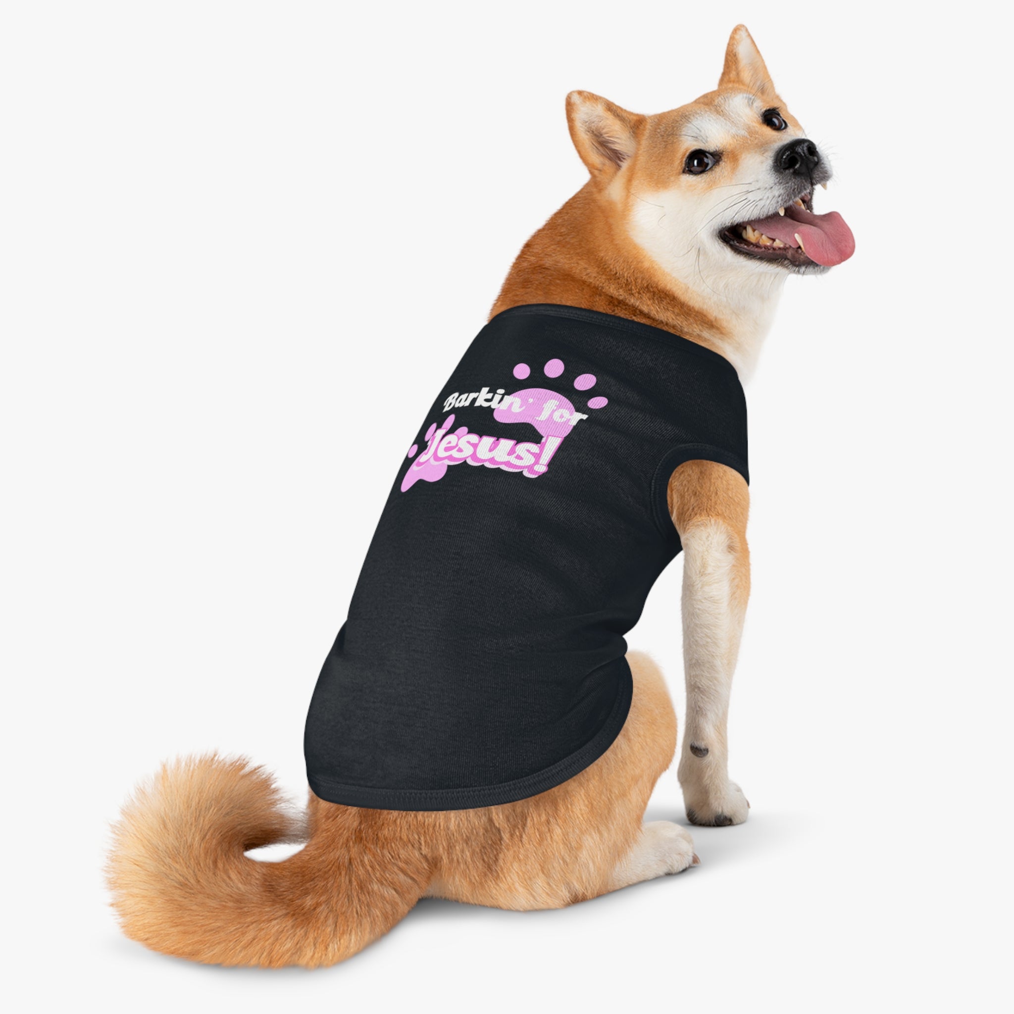 Barkin' for Jesus Pet Tank Top - Cute Dog Shirt, Christian Dog Apparel, Pet Gift for Dog Lovers, Funny Pet Clothes, Religious Dog Tank. [Personalization Available]