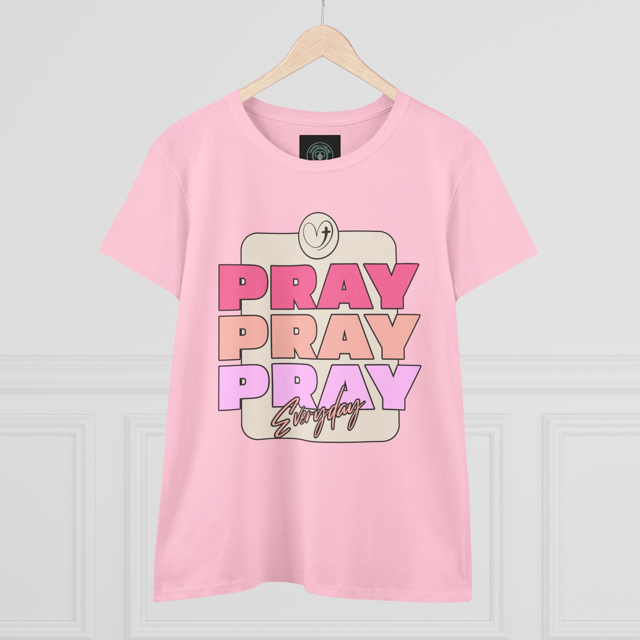 Inspirational Women's Tee, Casual Faith Shirt, Everyday Affirmation Top, Pray Pray Pray Graphic Tee, Gift for Her