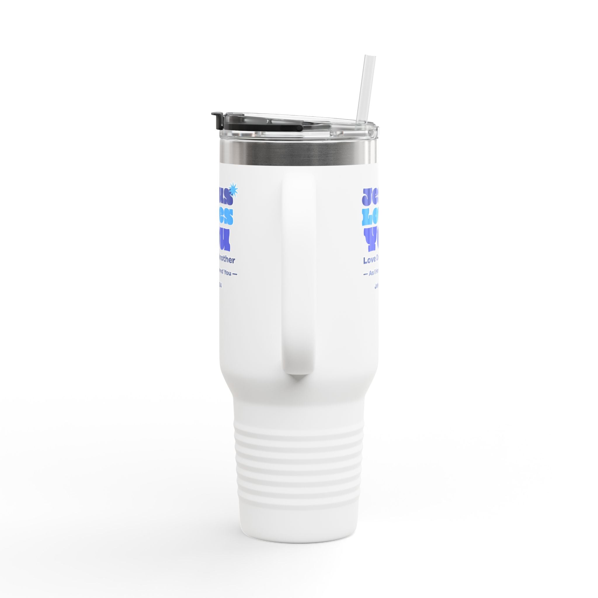 Personalized Travel Mug. Jesus Loves You. Insulated with Inspirational Quote of love. Perfect Gift for Travelers & Those on the Go, Birthdays, Graduation.