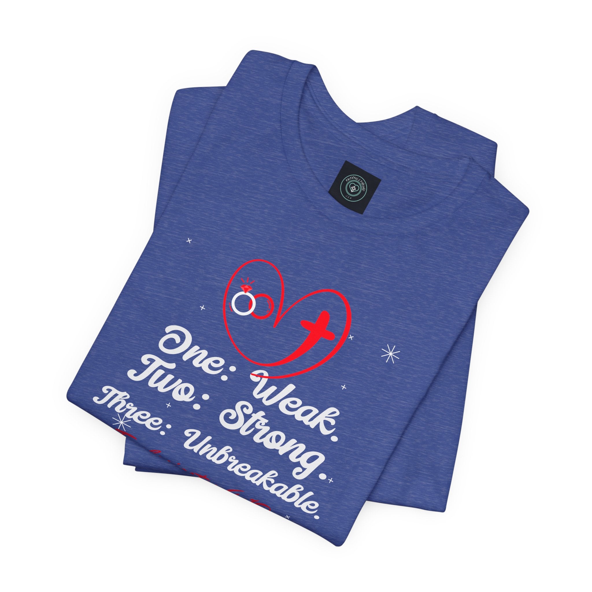 Christian tee for couple Blessing Design. Ideal for Gifts Christian couples, Birthday or Christmas. Inspired on bible verse Ecclesiastes 4:12- With Personalization Option to add wedding date