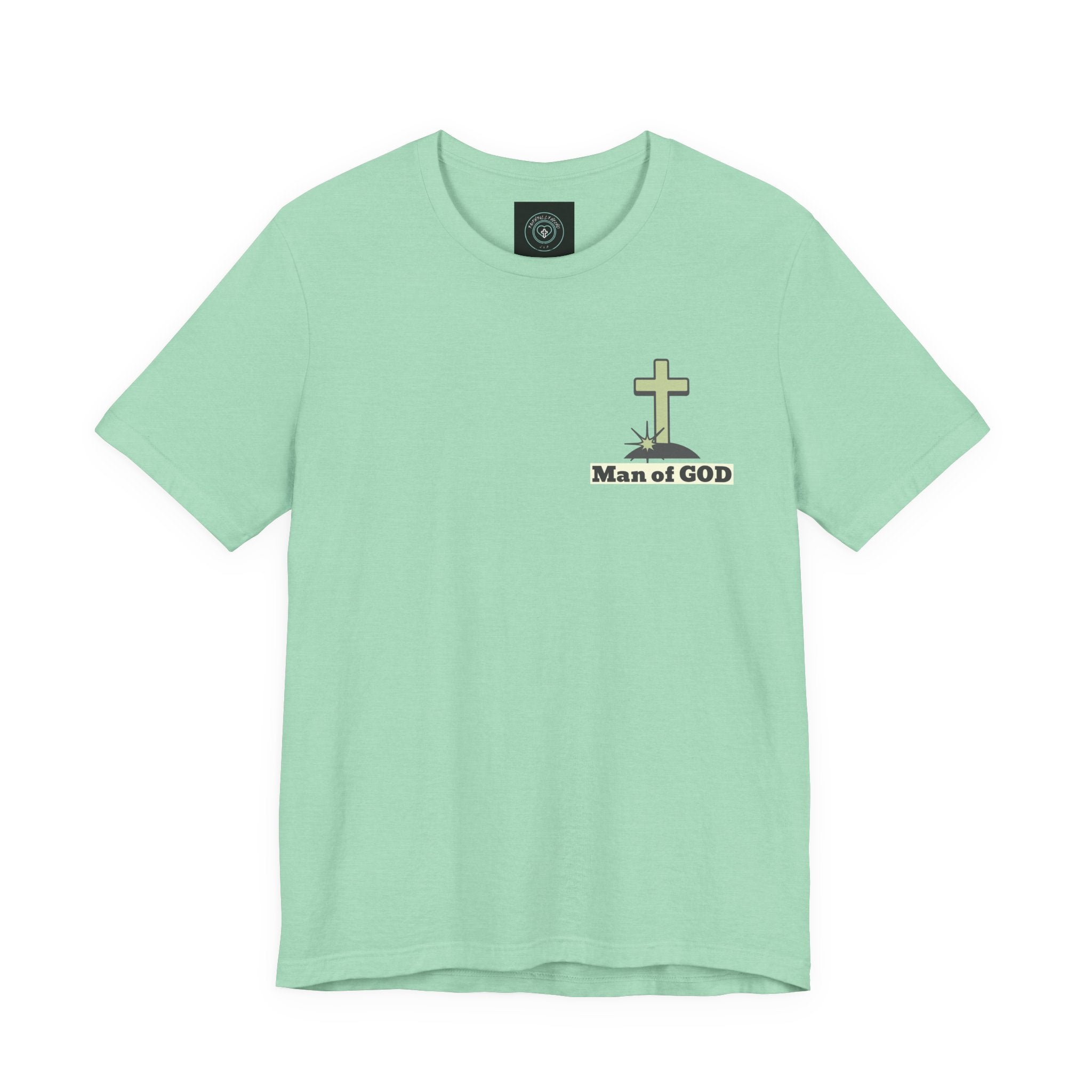 Men's Tshirt Colorful Fonts  - 1 Corinthians 16:13 Bible Verse Design. Man of God, Stand firm in the Faith