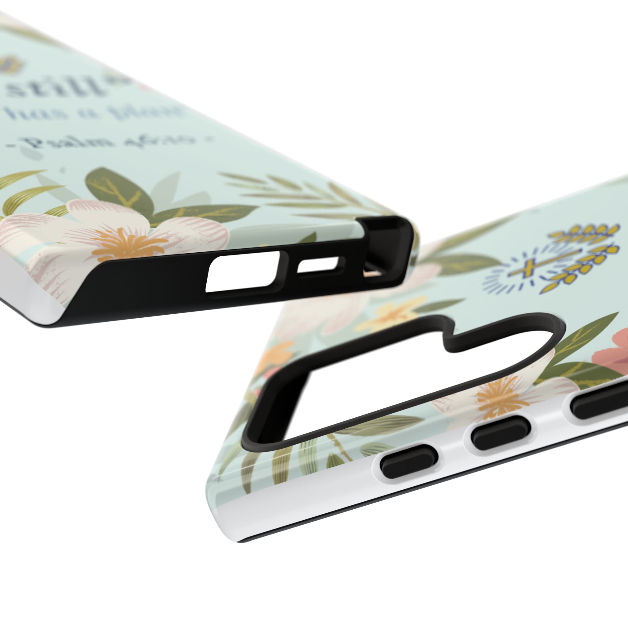 Floral Bible Verse Phone Case, Be Still God Has a Plan, Inspirational Tech Accessory for Samsung series, Gift for Christians, Psalm 46:10 Cover