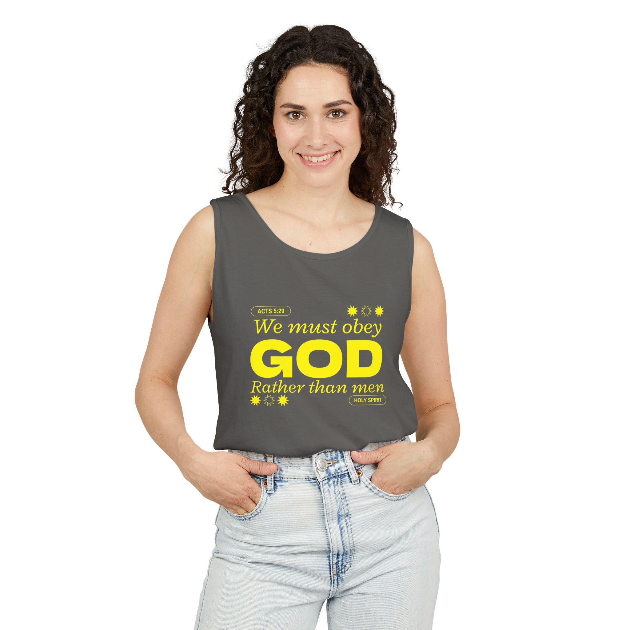 Faith-Inspired Tank Top, We must Obey God, Summer Essential, Religious Gift, Casual Wear, Christian Apparel