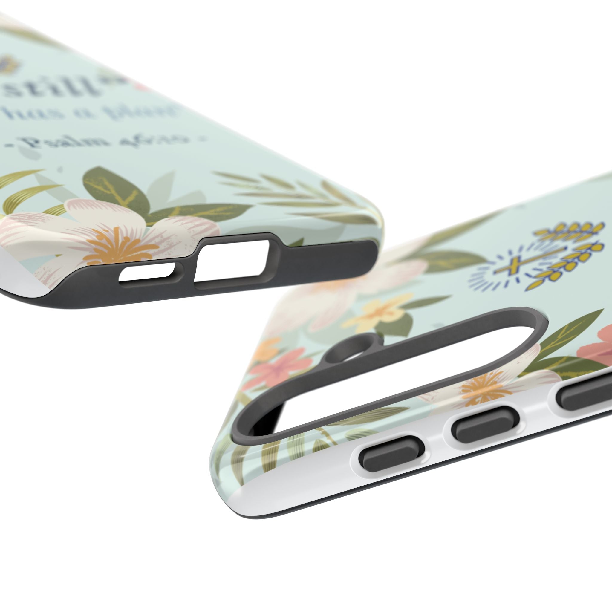 Floral Bible Verse Phone Case, Be Still God Has a Plan, Inspirational Tech Accessory for Samsung series, Gift for Christians, Psalm 46:10 Cover