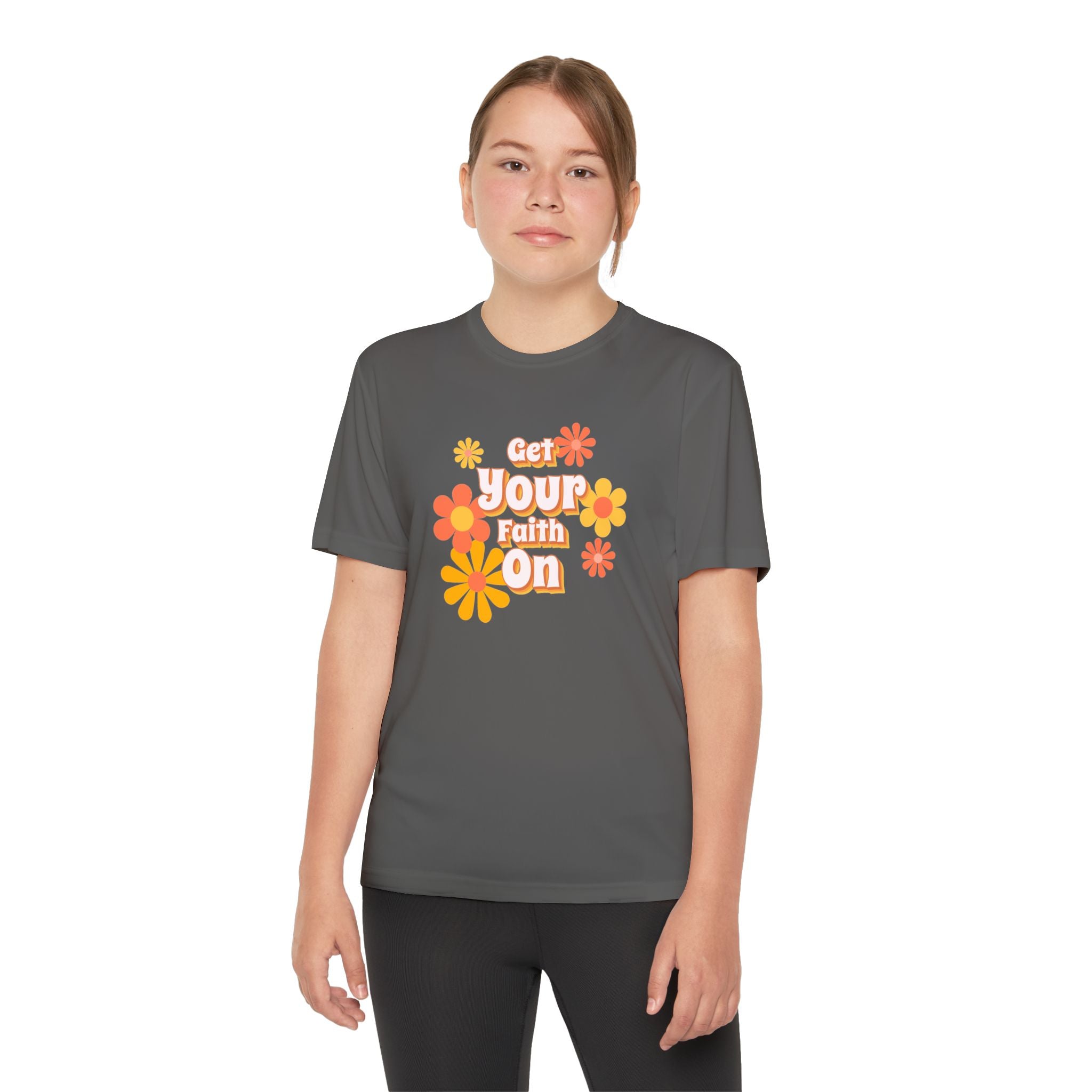 Get you Faith On - Youth Girl Competitor Tee, Inspirational Youth Family T-Shirt, Motivational Sports Tee,  Gift for Young Girls, Encouragement Top