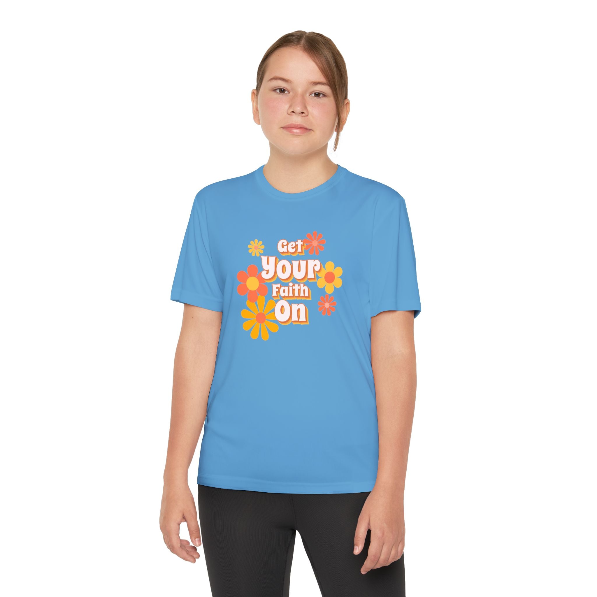 Get you Faith On - Youth Girl Competitor Tee, Inspirational Youth Family T-Shirt, Motivational Sports Tee,  Gift for Young Girls, Encouragement Top