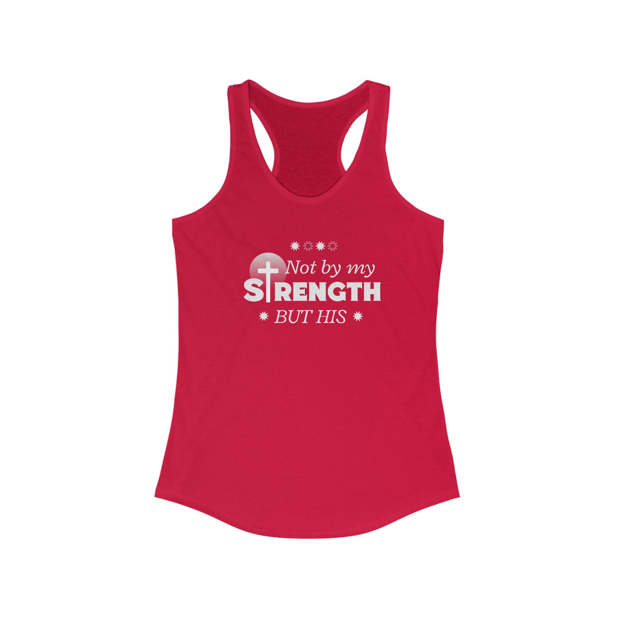 Workout Tank Top, Motivational Gym Wear Not by my strength but Jesus Bible Verse in Blue, Shirt, Fitness Apparel, Women's Racerback, Biblical Quote Top