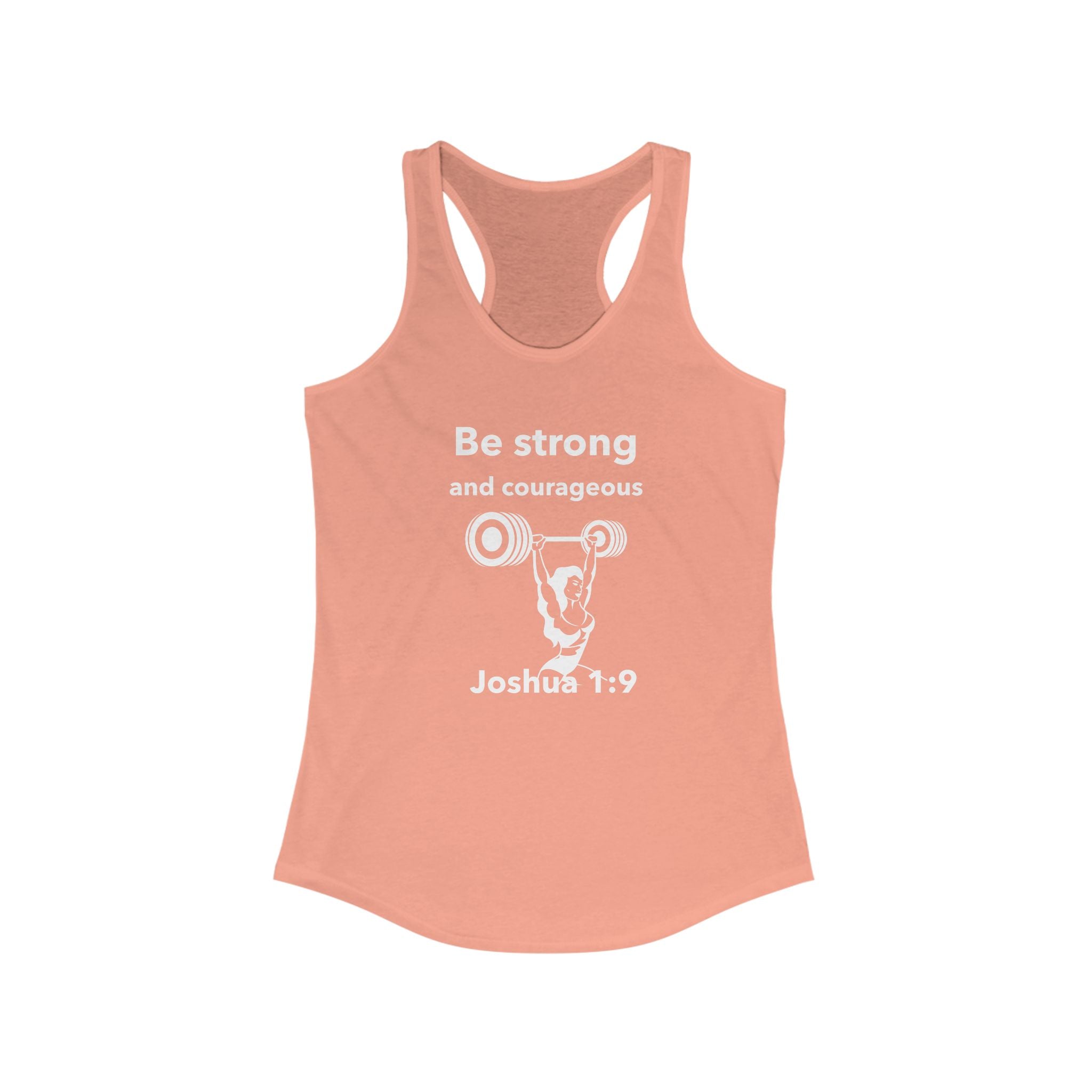 Workout Tank Top | Christian Gym Wear | Be Strong and Courageous Joshua Verse | Fitness Apparel | Women's Racerback