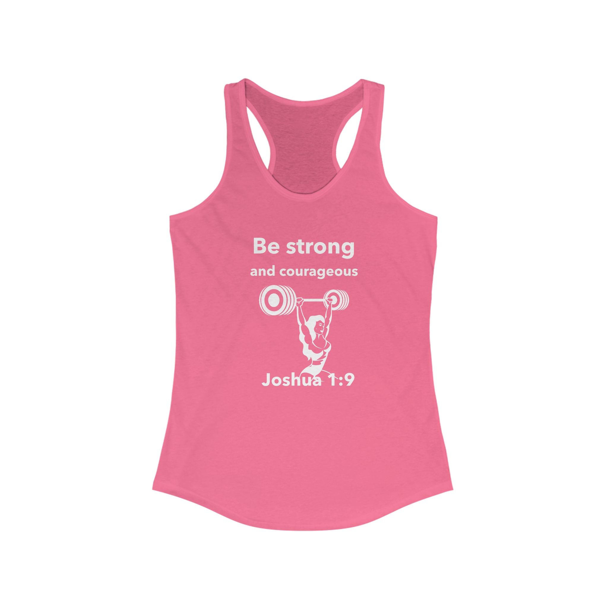 Workout Tank Top | Christian Gym Wear | Be Strong and Courageous Joshua Verse | Fitness Apparel | Women's Racerback
