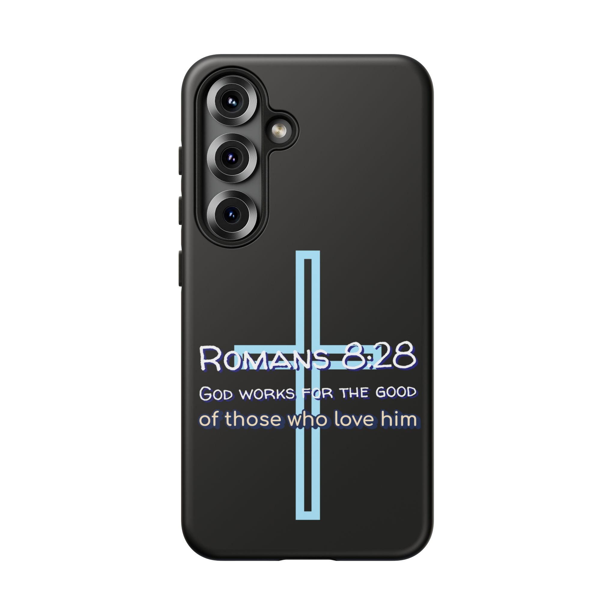 Christian Phone Case for Samsung Series, Tough Phone Case, Romans 8:28 Inspirational Gift, Faith-Based Phone Cover, Religious Style, Durable Cell Case