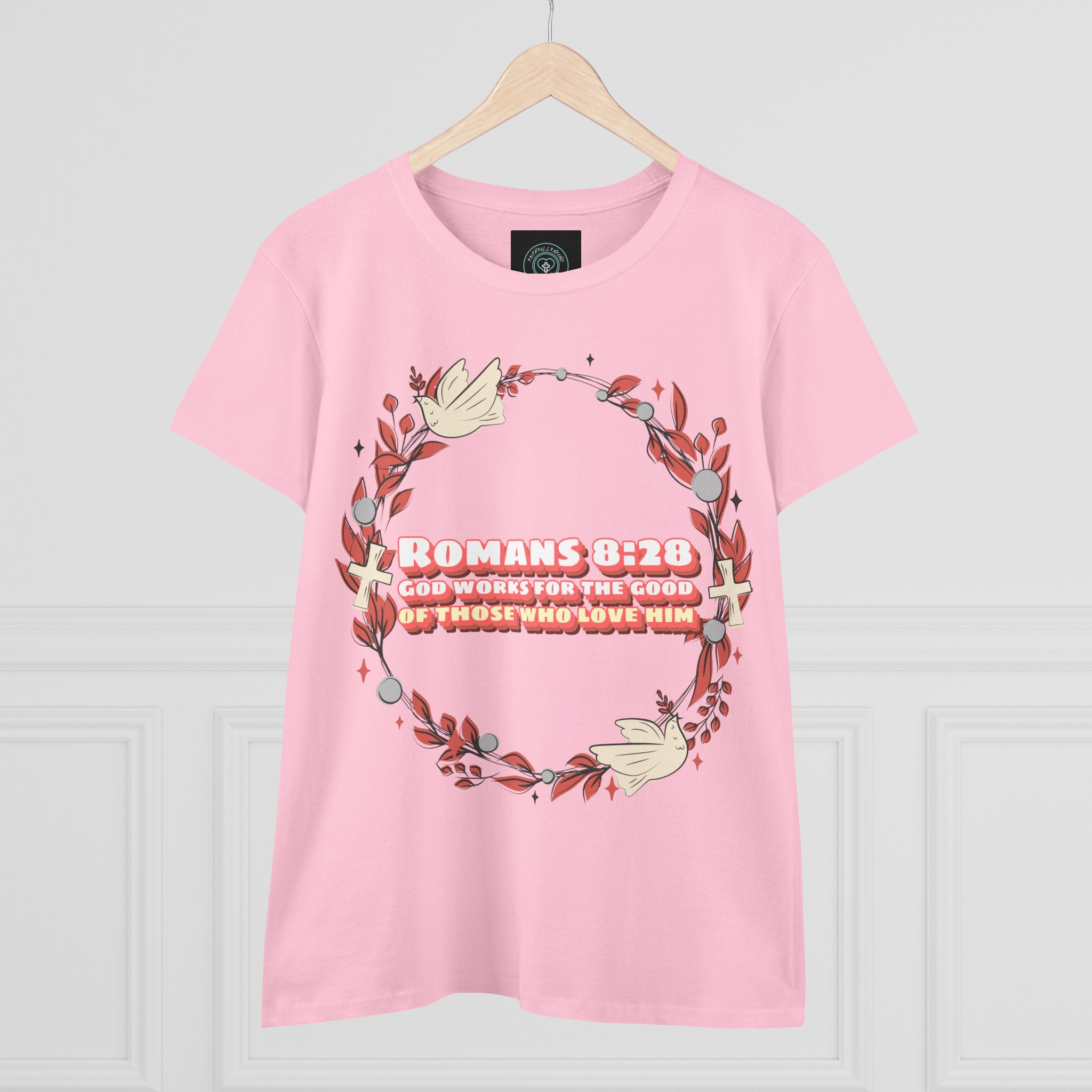 Romans 828 Jesus Women's Tee, Casual Faith Shirt, Everyday Affirmation Top, God works for the good graphic Tee, Gift for Her