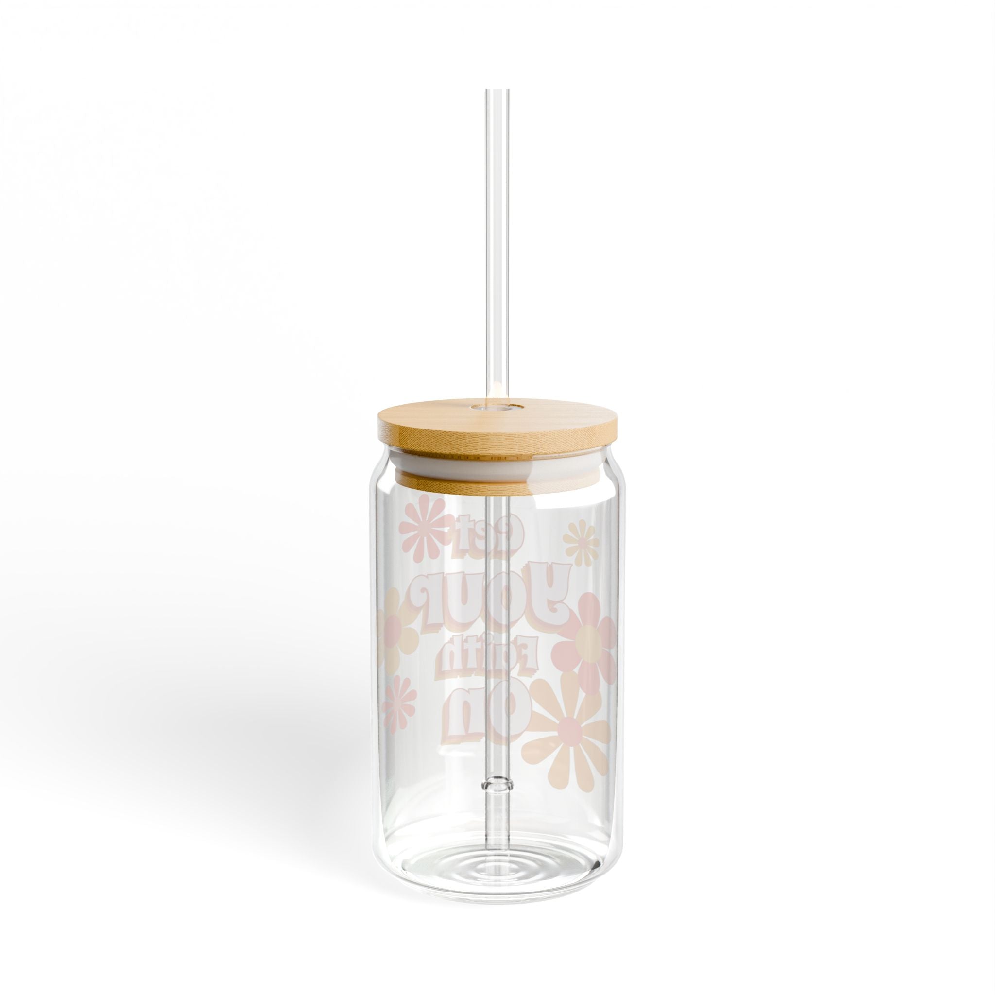 Get you Faith ON Stylish Sipper Glass | 16oz | Spiritual inspired Fun Personalized Drinkware, Perfect for Home, Parties, Gifts, Eco-Friendly & Reusable!