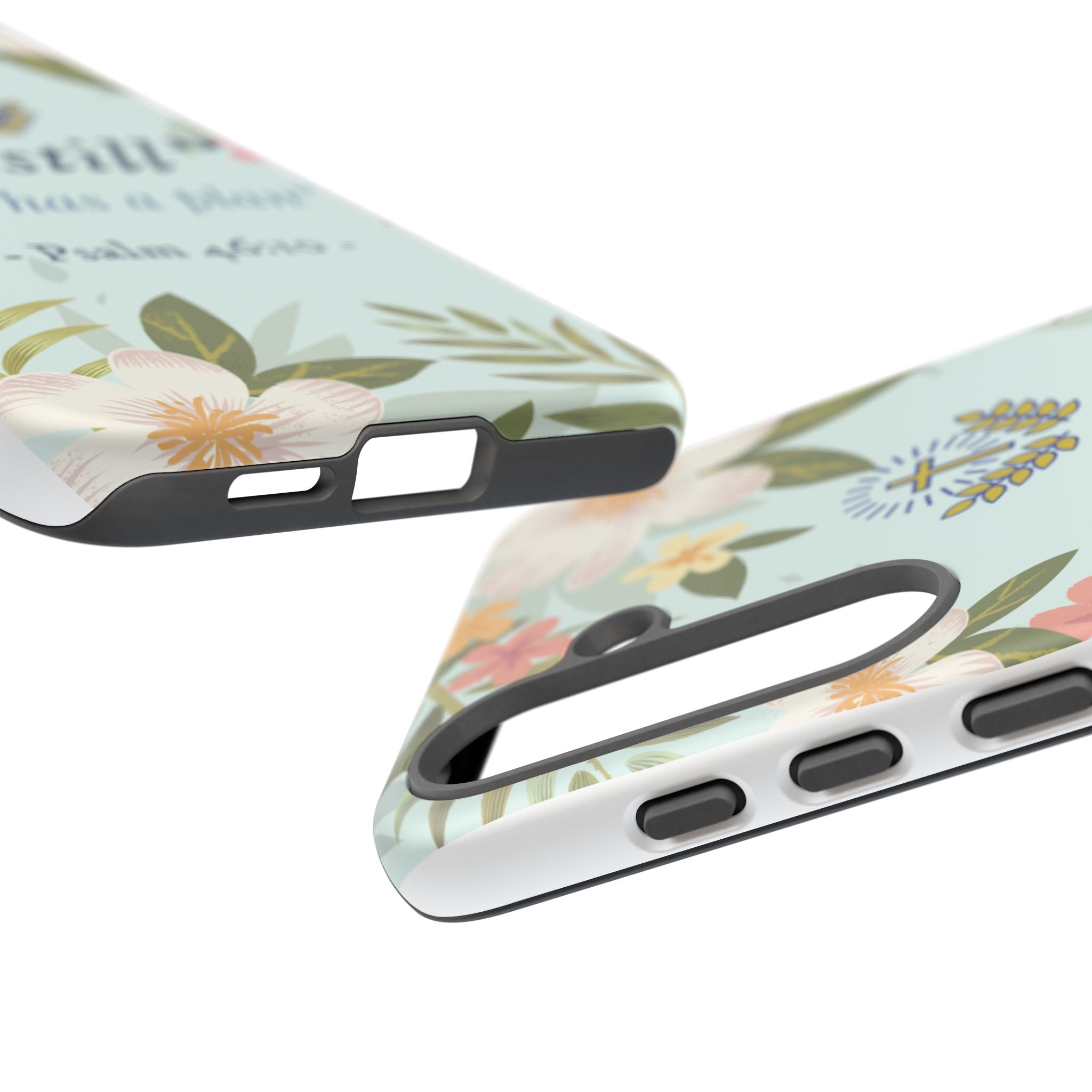 Floral Bible Verse Phone Case, Be Still God Has a Plan, Inspirational Tech Accessory for Samsung series, Gift for Christians, Psalm 46:10 Cover