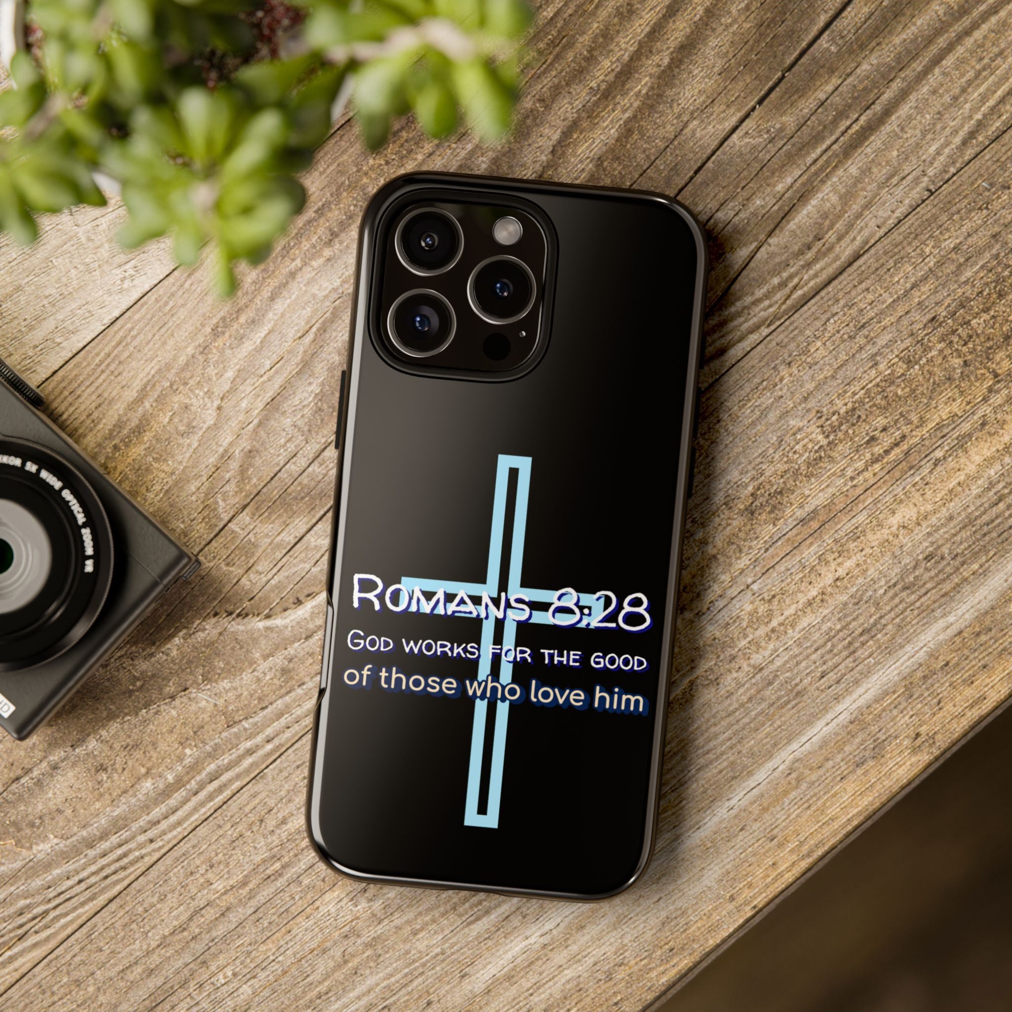 Christian Phone Case for iPhone series, Tough Phone Case, Romans 8:28 Inspirational Gift, Faith-Based Phone Cover, Religious Style, Durable Cell Case