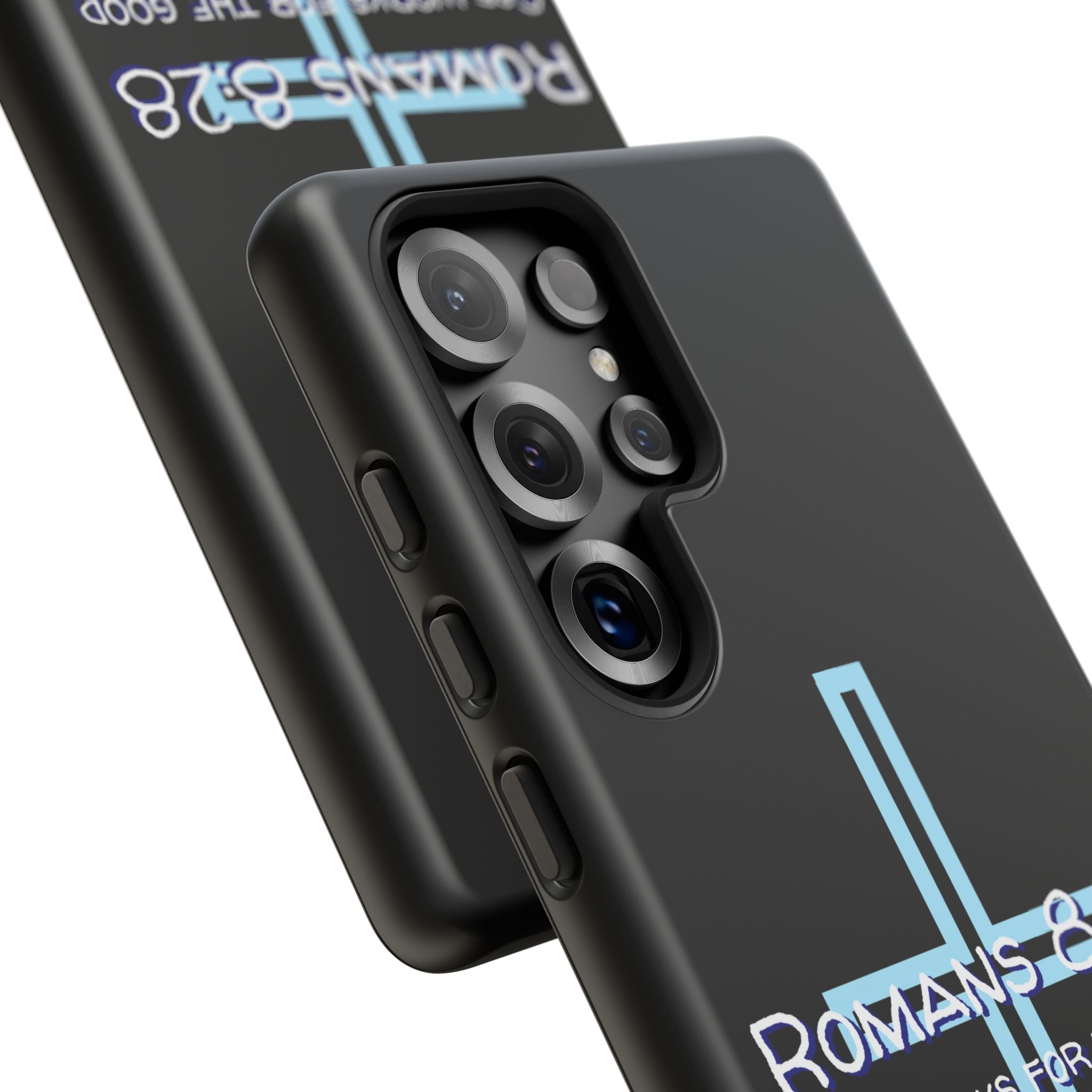 Christian Phone Case for Samsung Series, Tough Phone Case, Romans 8:28 Inspirational Gift, Faith-Based Phone Cover, Religious Style, Durable Cell Case
